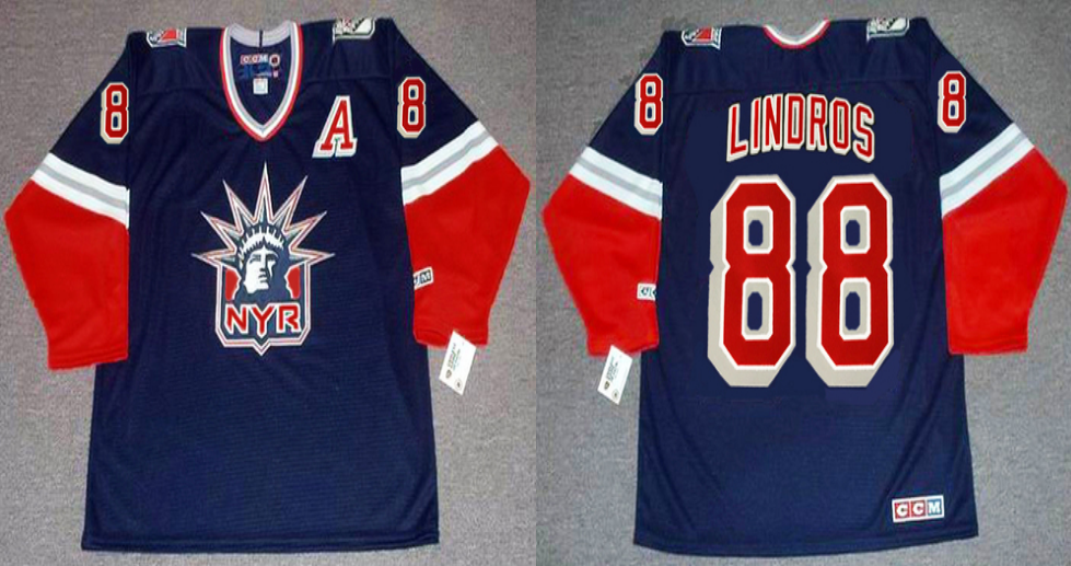 2019 Men New York Rangers #88 Lindros blue CCM NHL jerseys->new york rangers->NHL Jersey